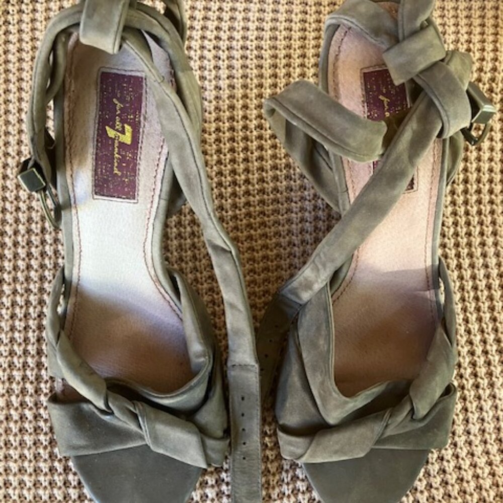Leather Ankle-Strap Wedge Heels
